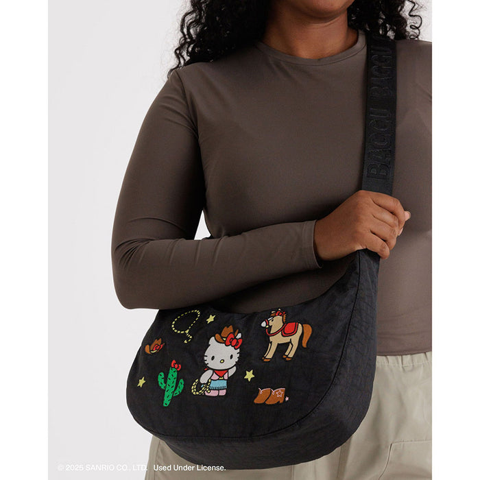 Embroidered Hello Kitty Western Medium Crescent Bag