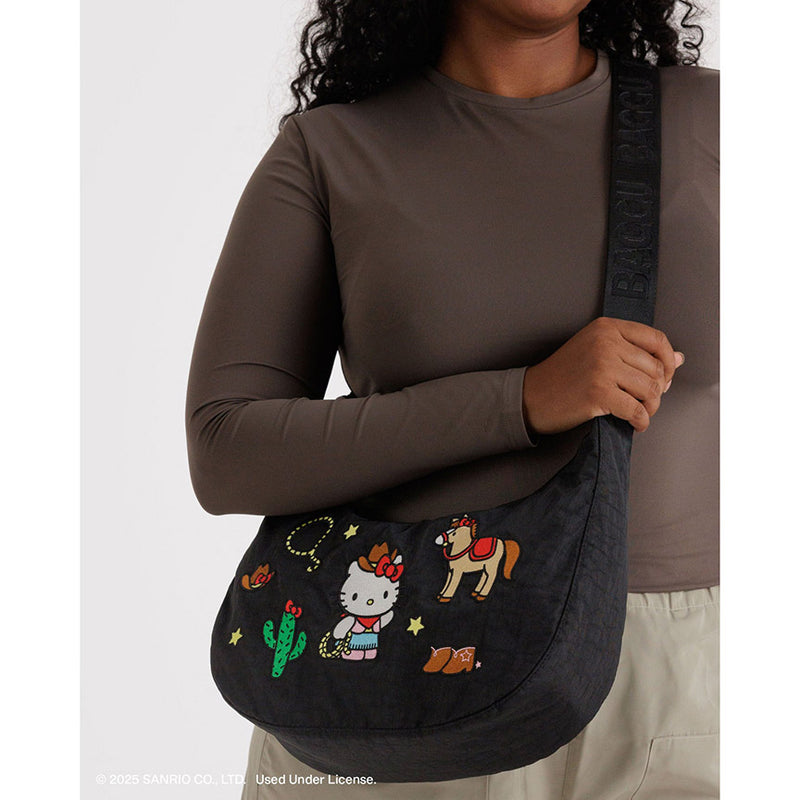 Embroidered Hello Kitty Western Medium Crescent Bag