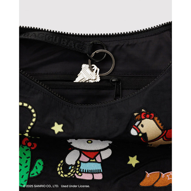 Embroidered Hello Kitty Western Medium Crescent Bag