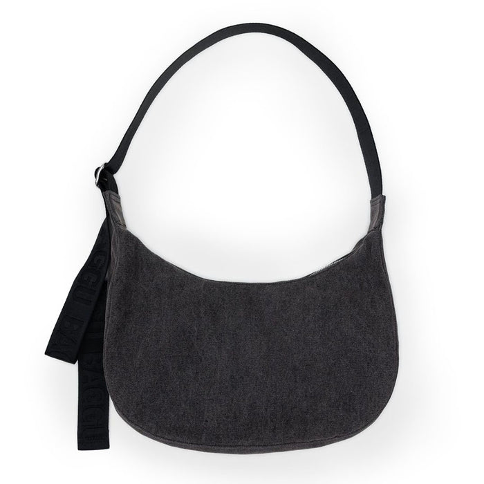 Washed Black Denim Medium Crescent Bag