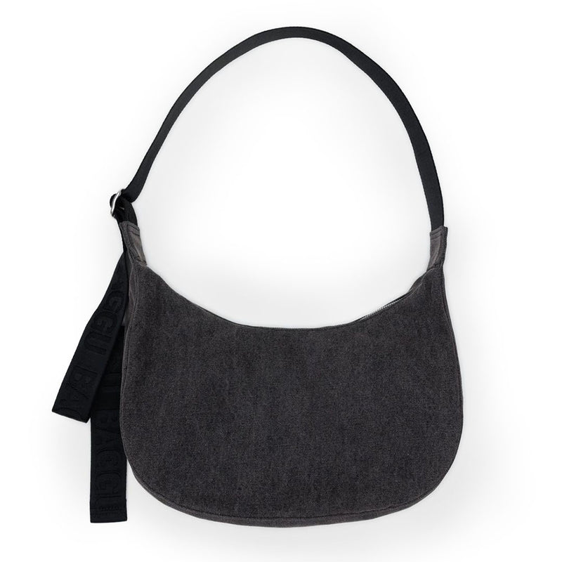 Washed Black Denim Medium Crescent Bag