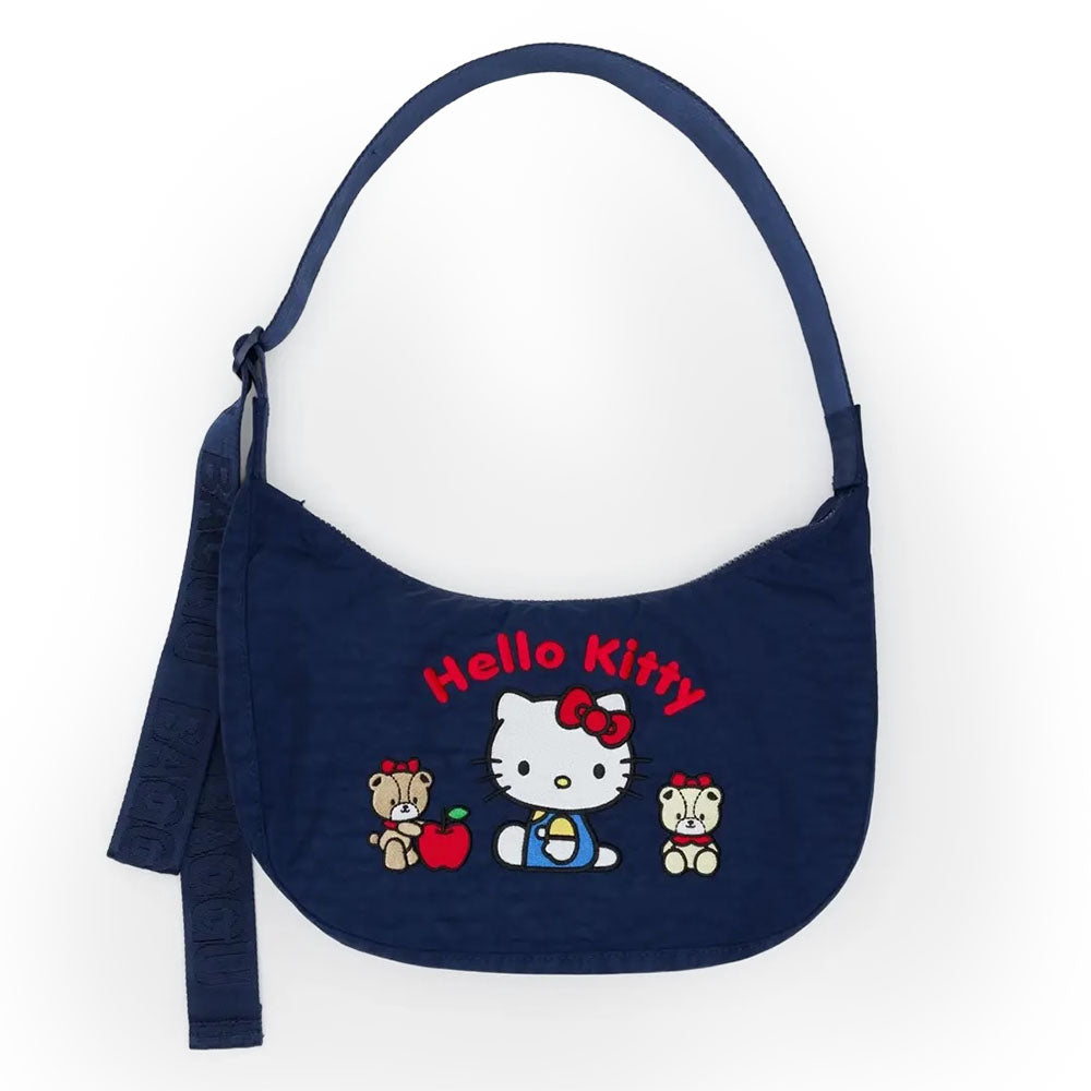 Embroidered Hello Kitty & Teddy Medium Crescent Bag