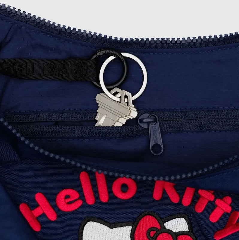 Embroidered Hello Kitty & Teddy Medium Crescent Bag