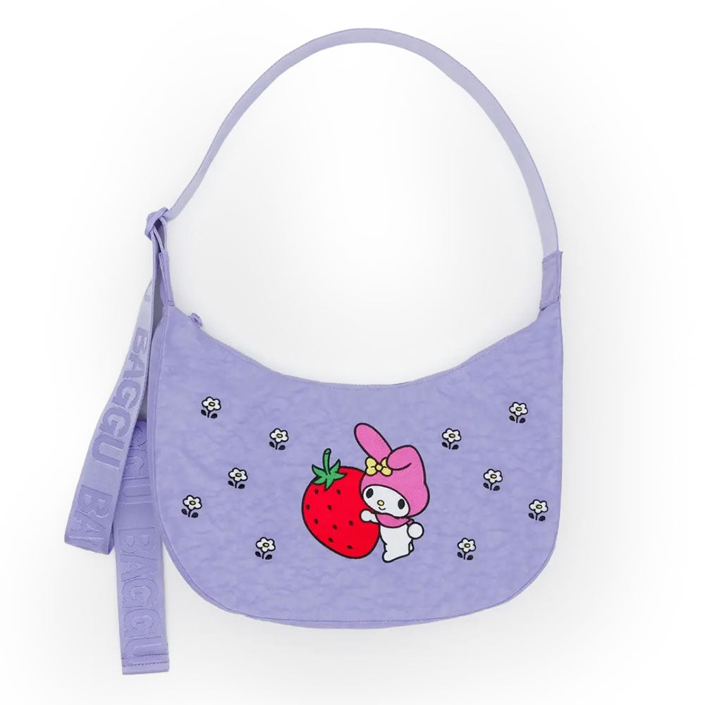 Embroidered My Melody Strawberry Medium Crescent Bag
