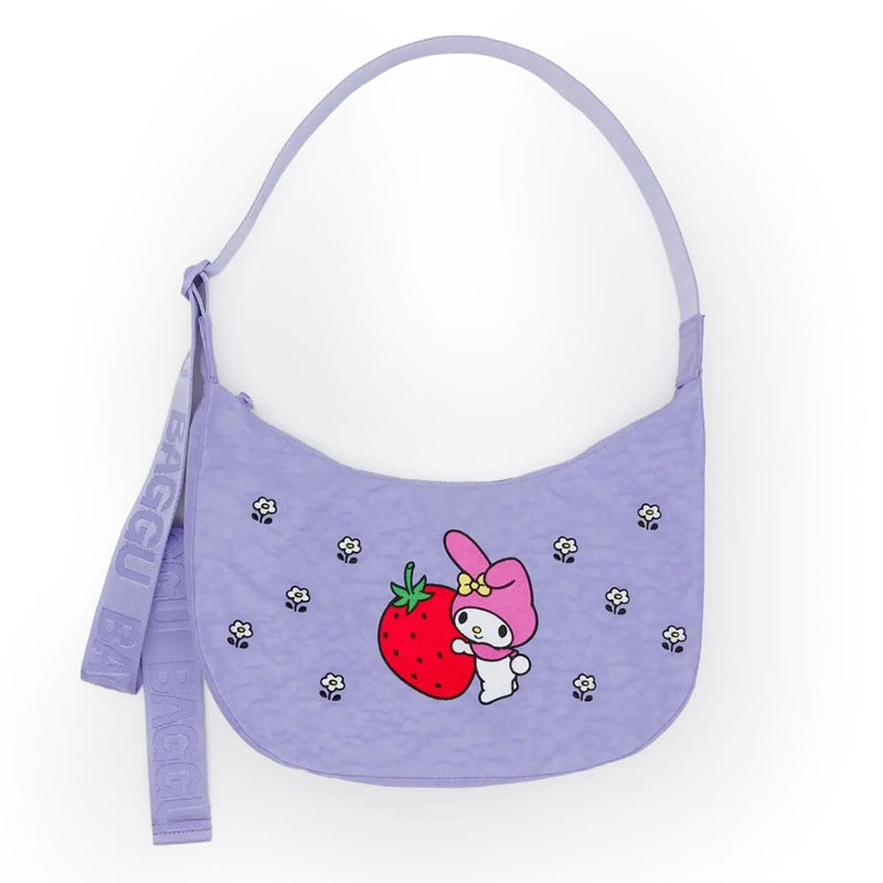 Embroidered My Melody Strawberry Medium Crescent Bag
