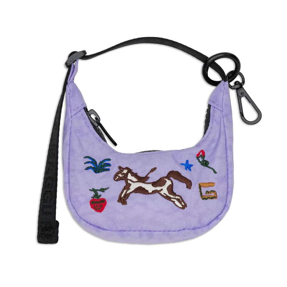 Embroidered Pony Crescent Bag Charm