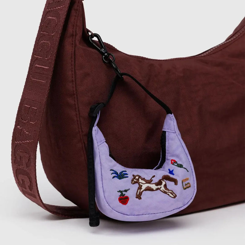 Embroidered Pony Crescent Bag Charm