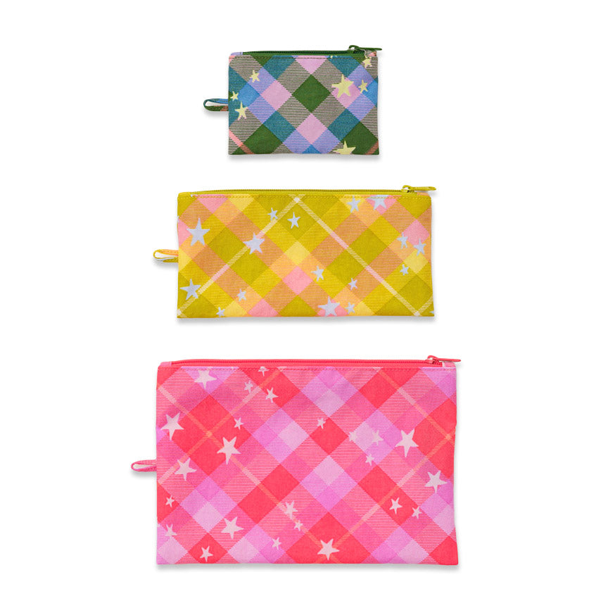 Star Plaid Flat Pouch Set