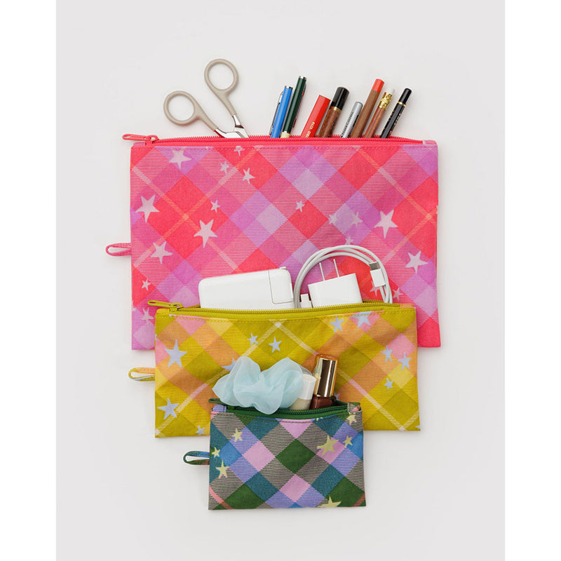 Star Plaid Flat Pouch Set