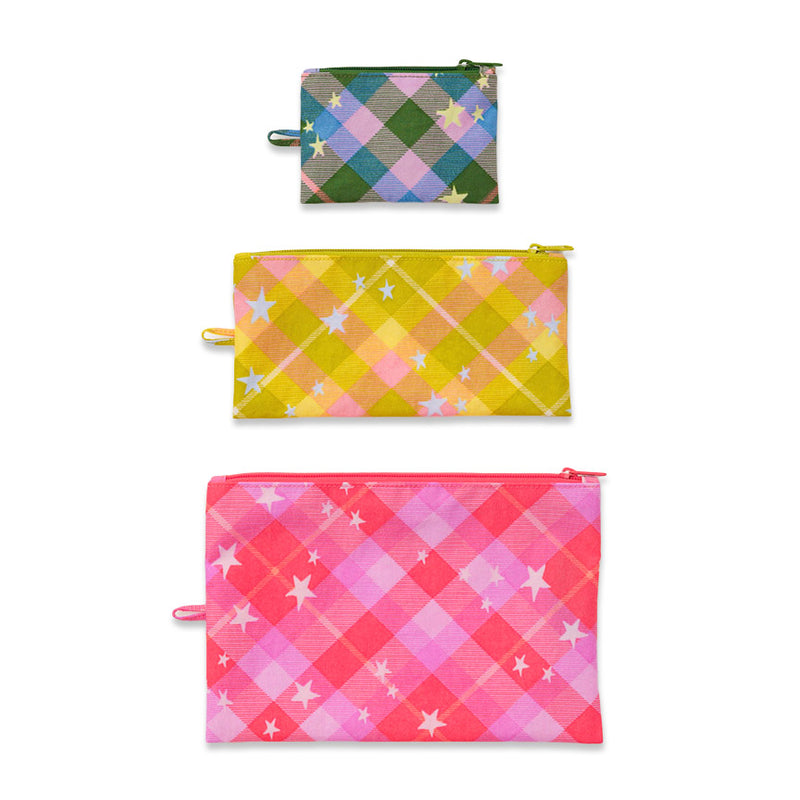 Star Plaid Flat Pouch Set