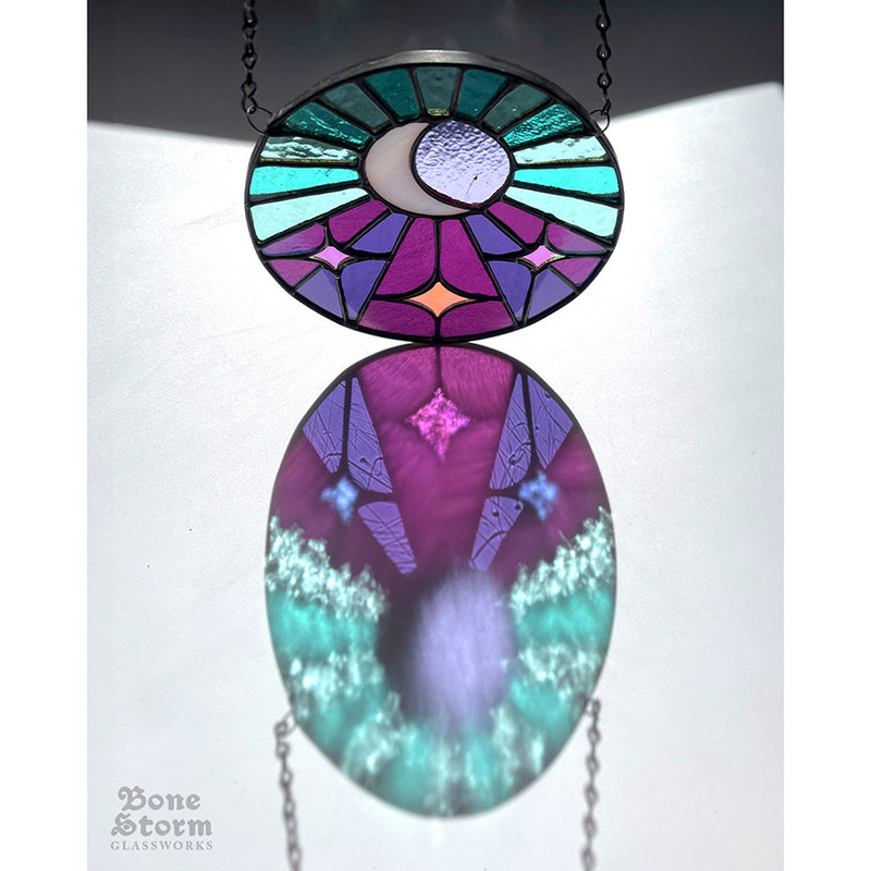 Bonestorm Glassworks: Purple and Blue Moon Suncatcher