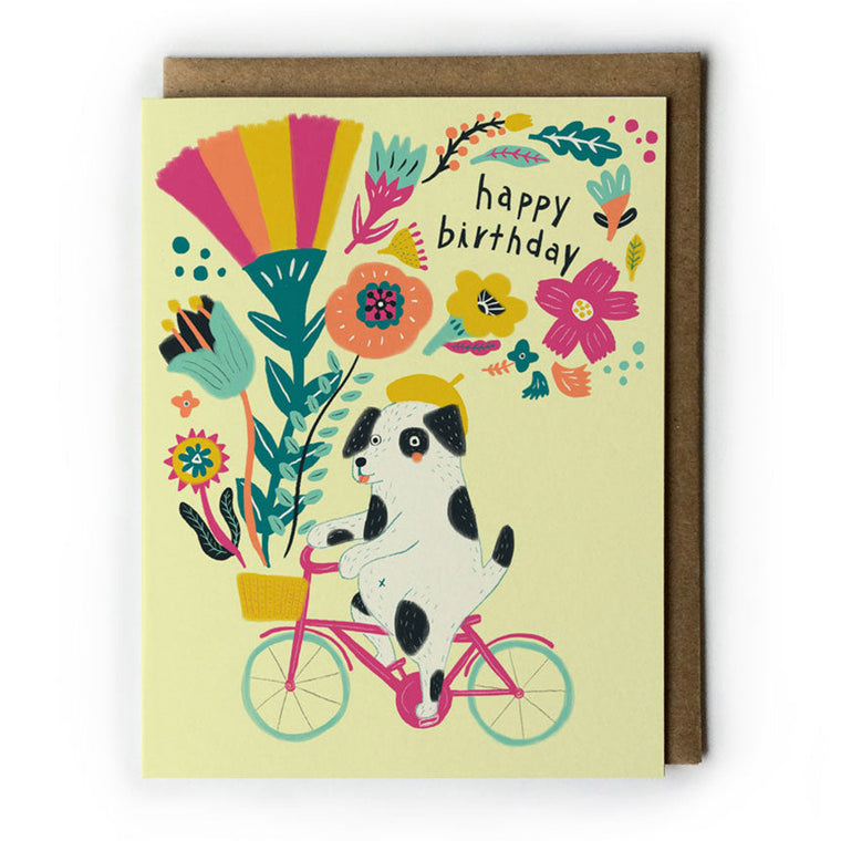 Dog on Bicycle Birthday Card