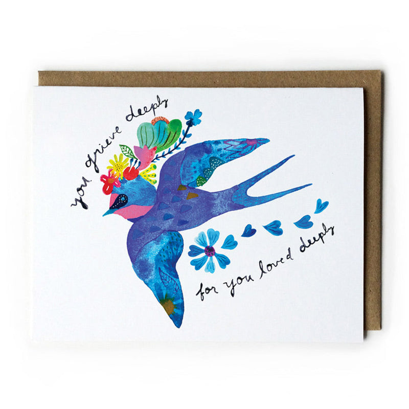 Blue Swallow You Grieve Deeply Card