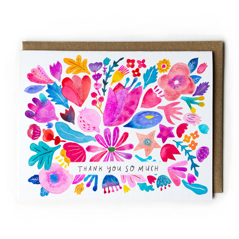 Pink & Red Flower Thank You Card