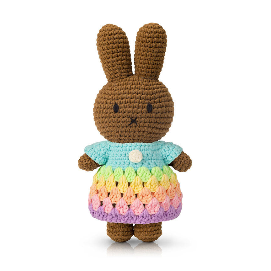 Melanie in Pastel Rainbow Dress Handmade Crochet Plush