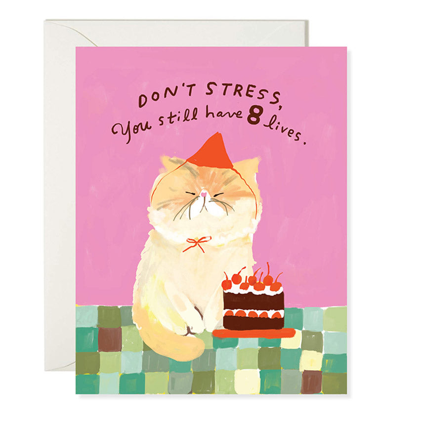 8 Lives Left Cat Birthday Card