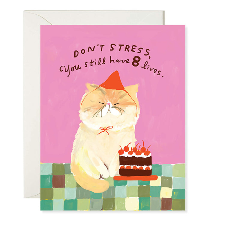 8 Lives Left Cat Birthday Card