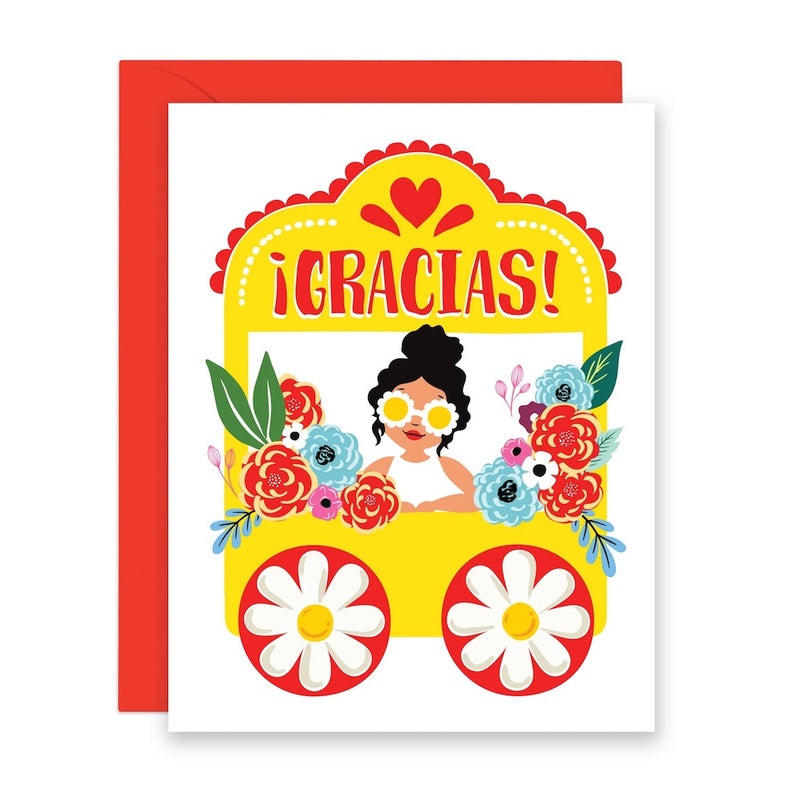 Gracias Flower Cart Card
