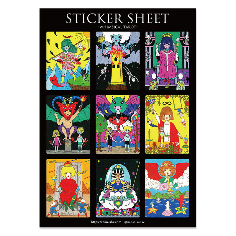 Whimsical Tarot (Black) Sticker Sheet