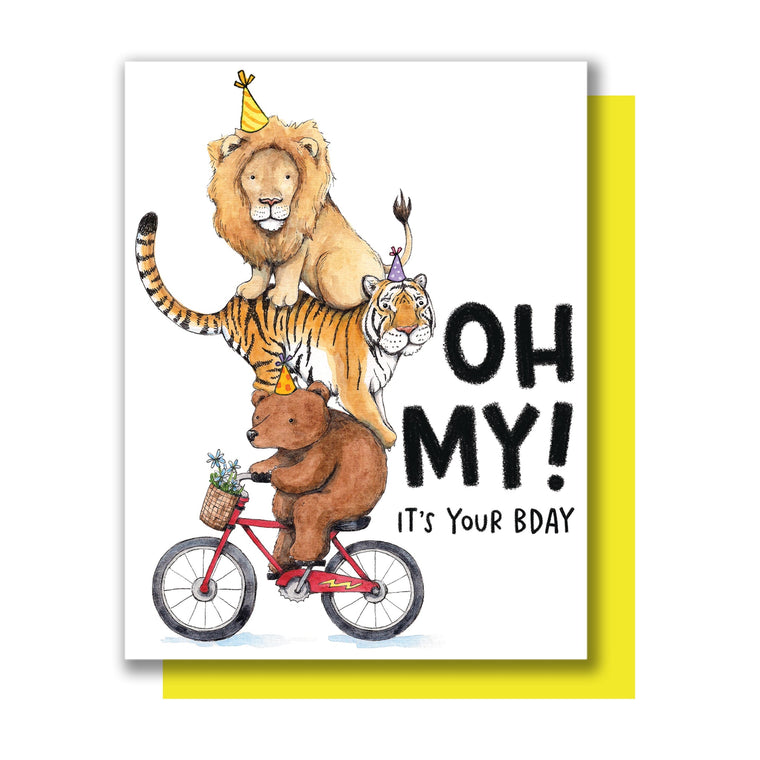 Oh My! Lions, Tigers, Bears Birthday Card