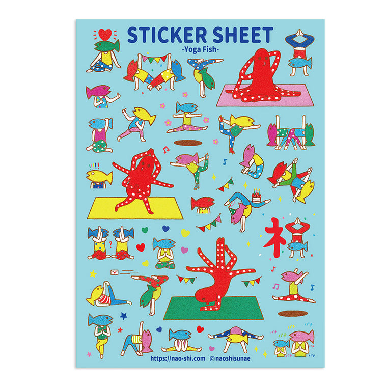 Octopus & Fish Yoga Sticker Sheet