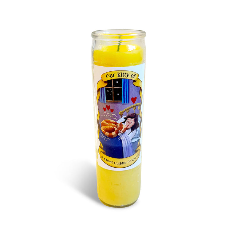 Kati Prescott: Our kitty of chest cuddle power (yellow) Prayer Candle