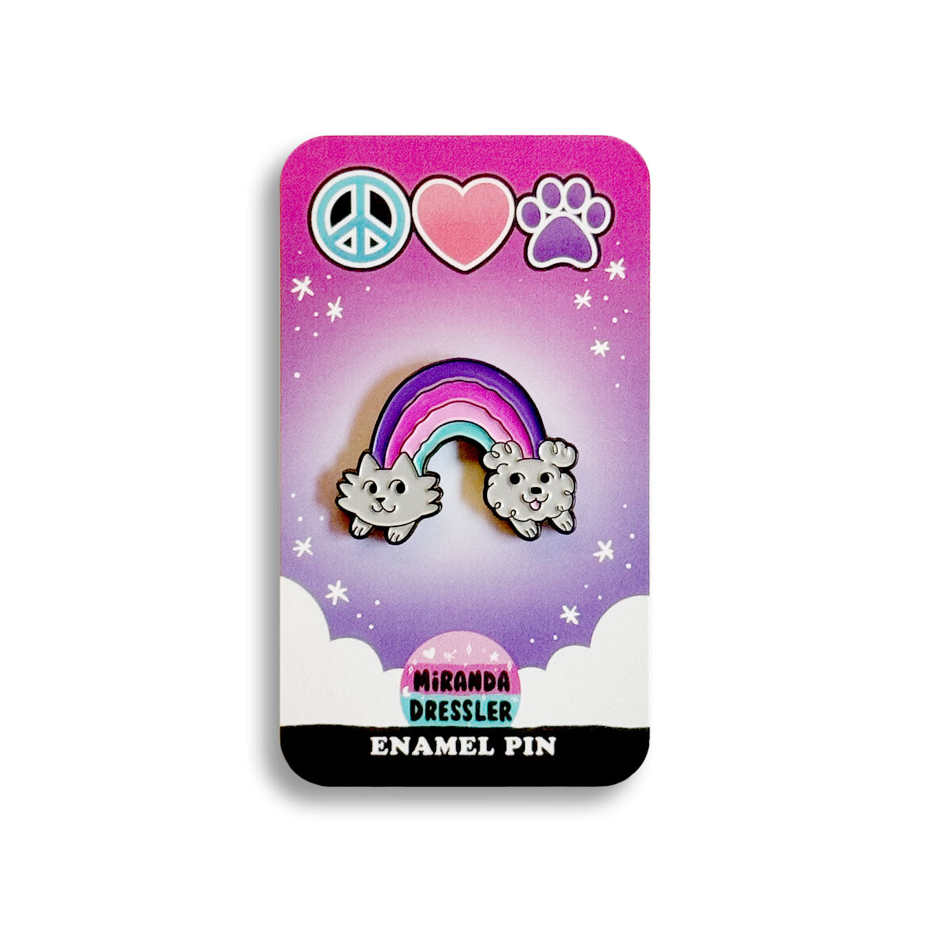Miranda Dressler: Rainbow Pets (Gray) Enamel Pin