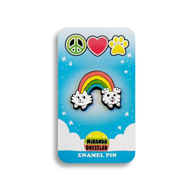 Miranda Dressler: Rainbow Pets (White) Enamel Pin