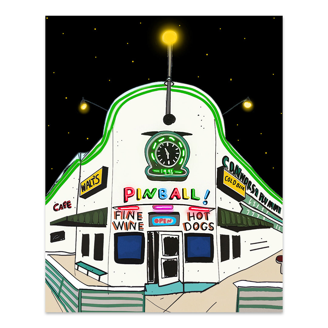 A stylized illustrated print showing "Walt&