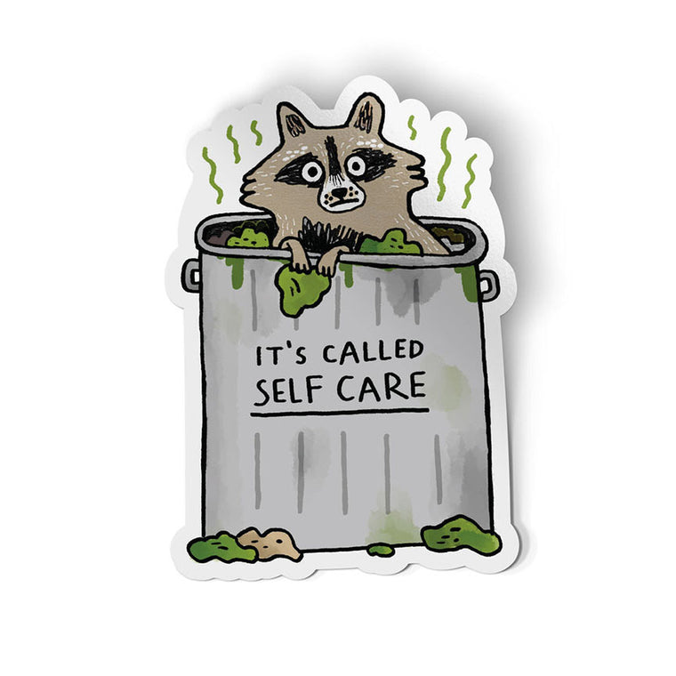 Self Care Raccoon Sticker by Gemma Correll