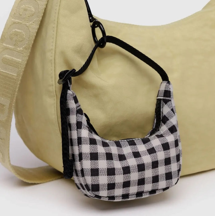 Crescent Bag (Black & White Gingham) Bag Charm
