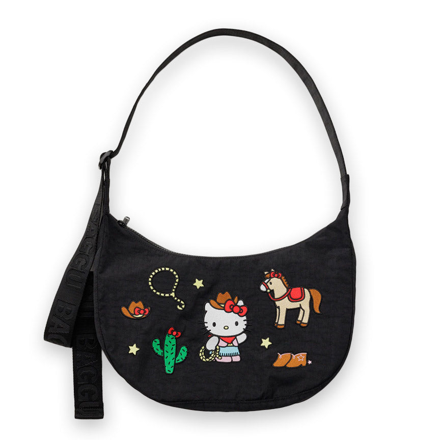 Embroidered Hello Kitty Western Medium Crescent Bag