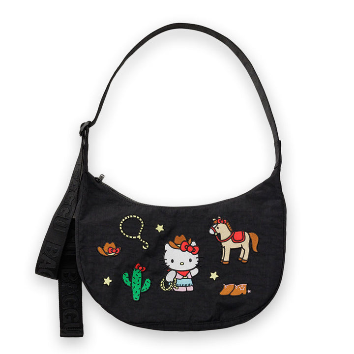 Embroidered Hello Kitty Western Medium Crescent Bag