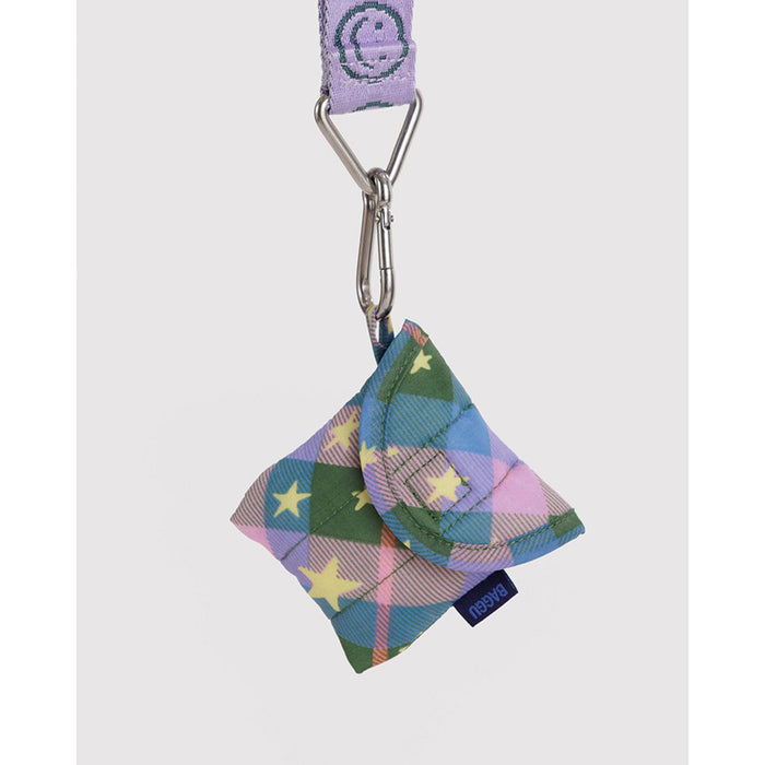 Green Star Plaid Puffy Earbuds Case