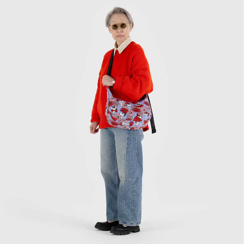 Floral Snoopy Medium Crescent Bag
