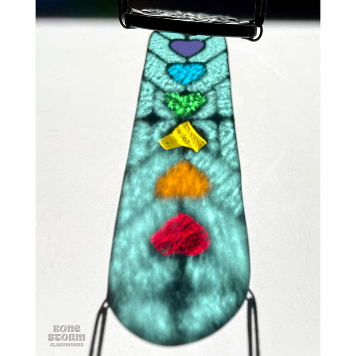 Bonestorm Glassworks: Blue Rainbow Heart Suncatcher
