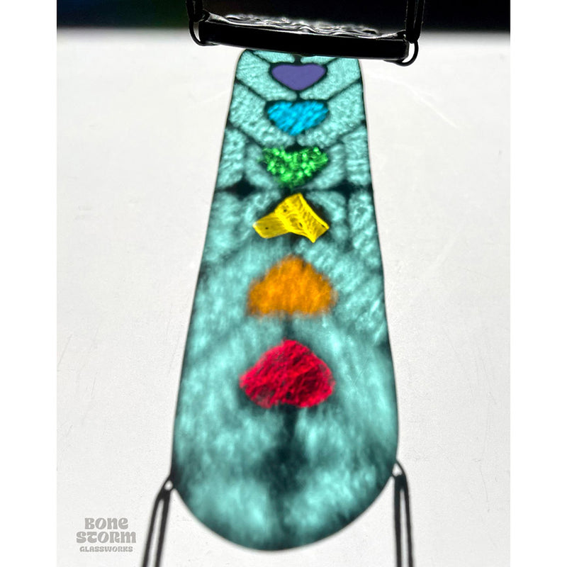 Bonestorm Glassworks: Blue Rainbow Heart Suncatcher