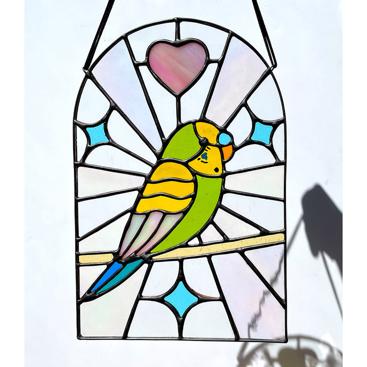 Bonestorm Glassworks: Green Parakeet Suncatcher