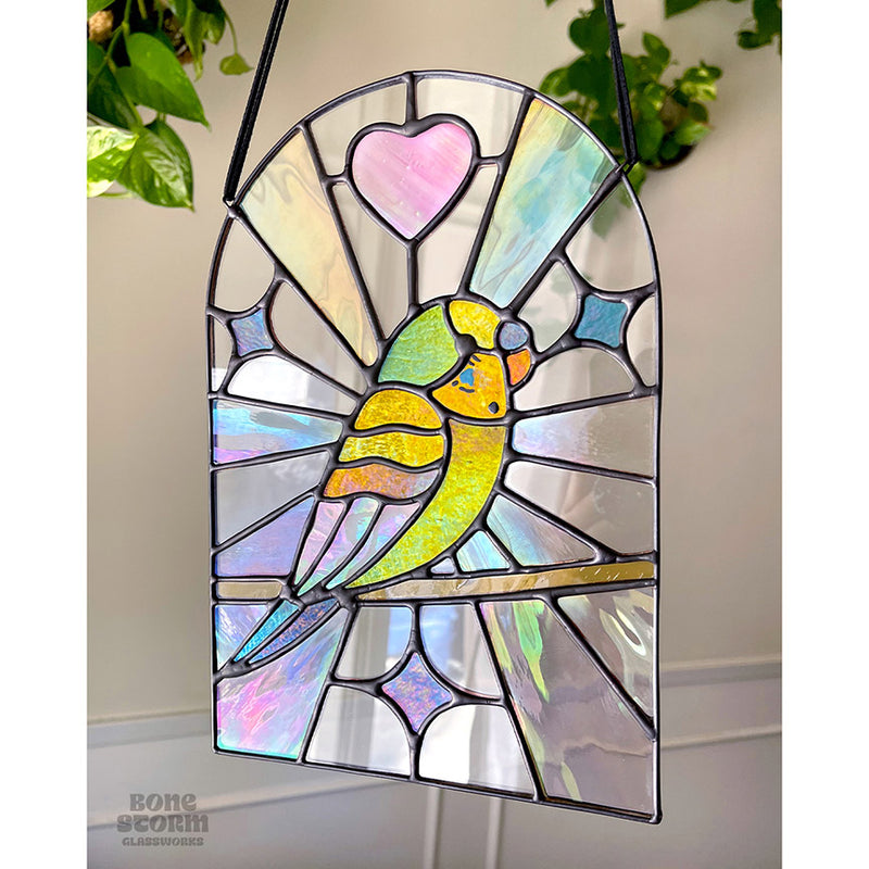 Bonestorm Glassworks: Green Parakeet Suncatcher