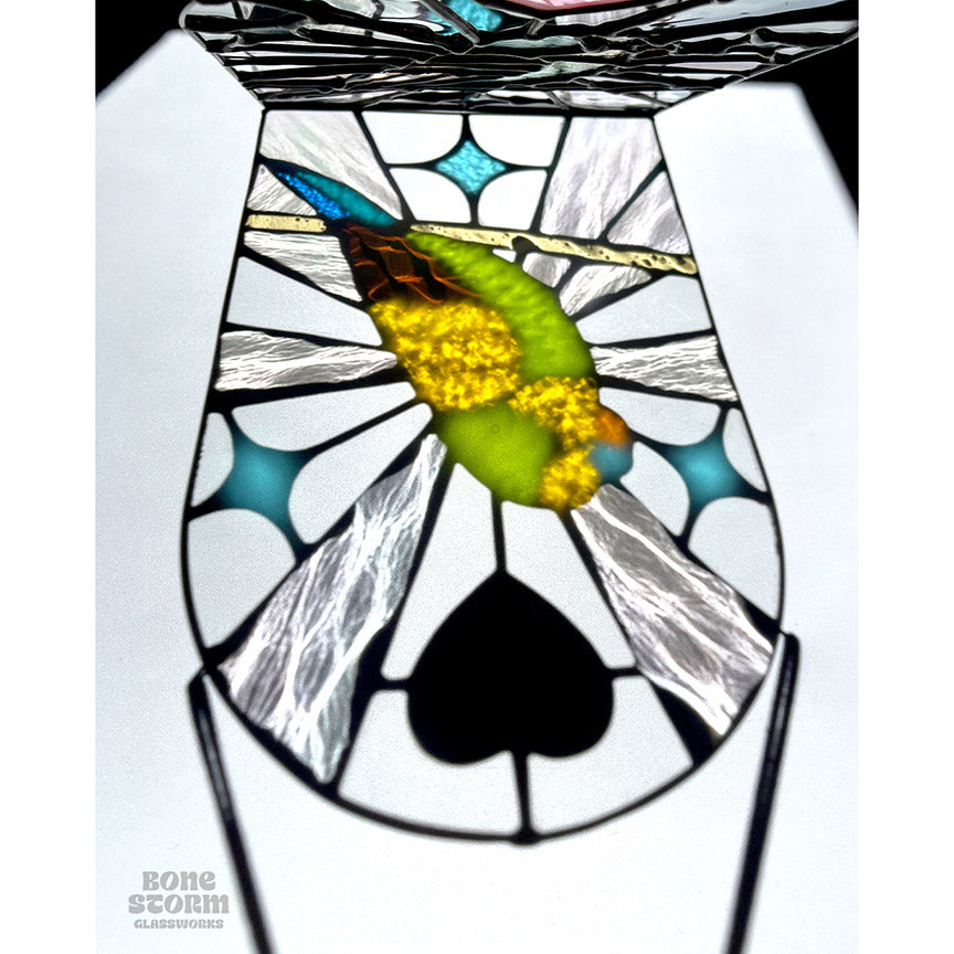 Bonestorm Glassworks: Green Parakeet Suncatcher