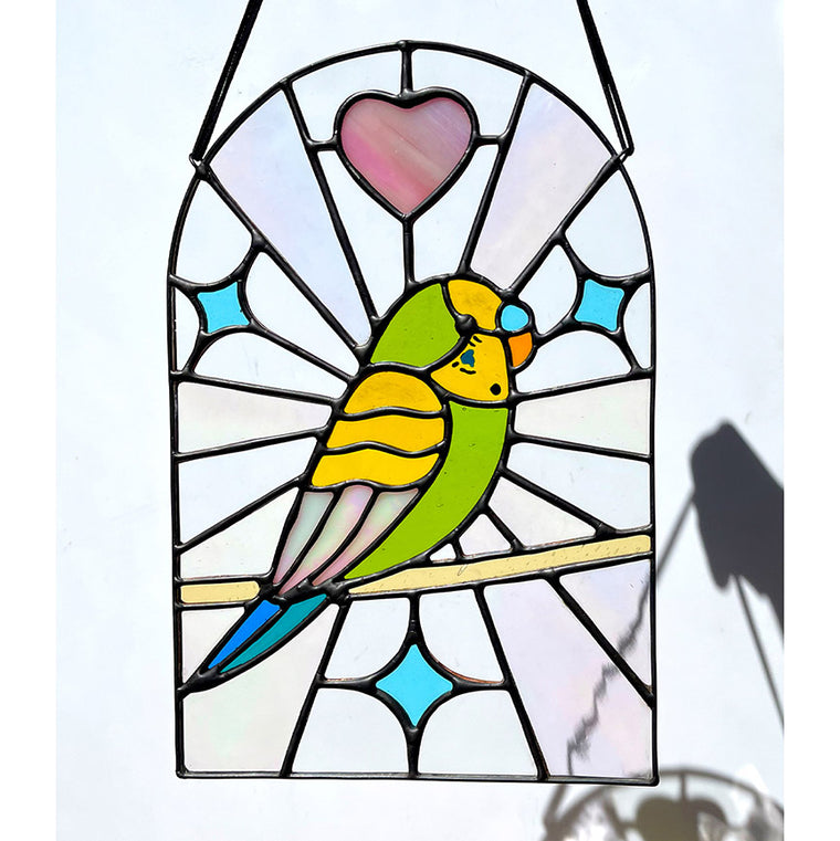 Bonestorm Glassworks: Green Parakeet Suncatcher