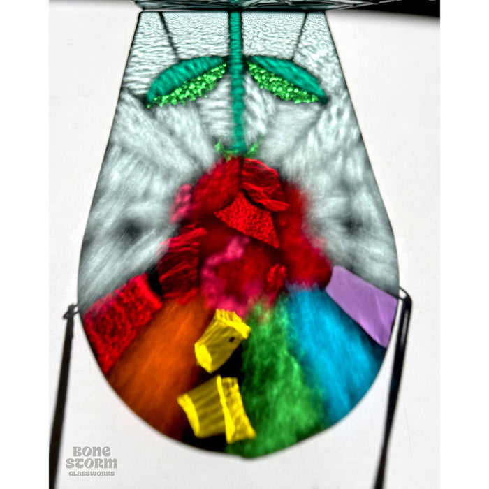 Bonestorm Glassworks: Red Rainbow Rose Suncatcher