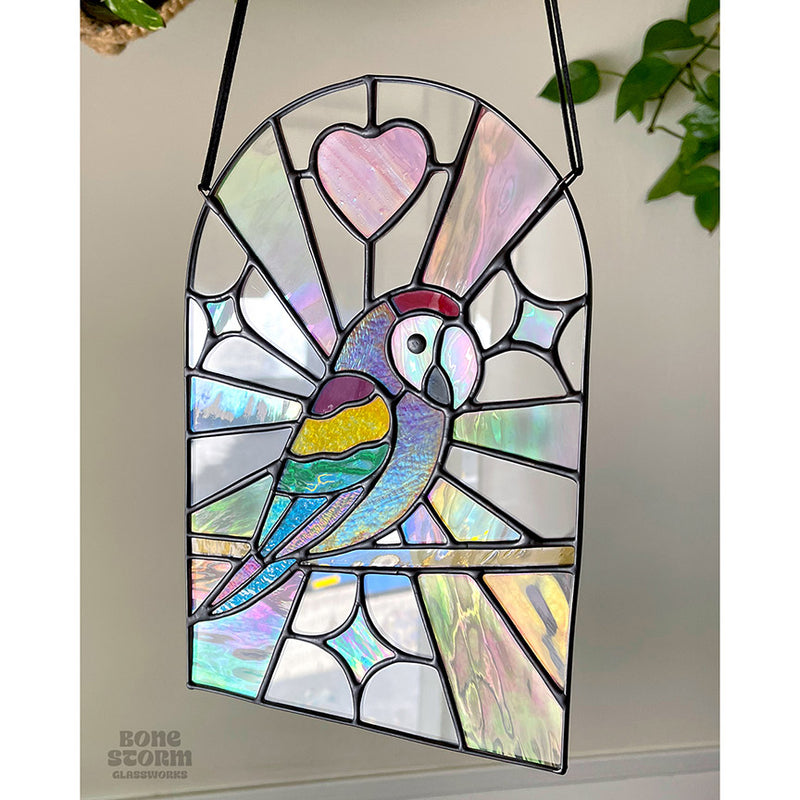 Bonestorm Glassworks: Red Parakeet Suncatcher