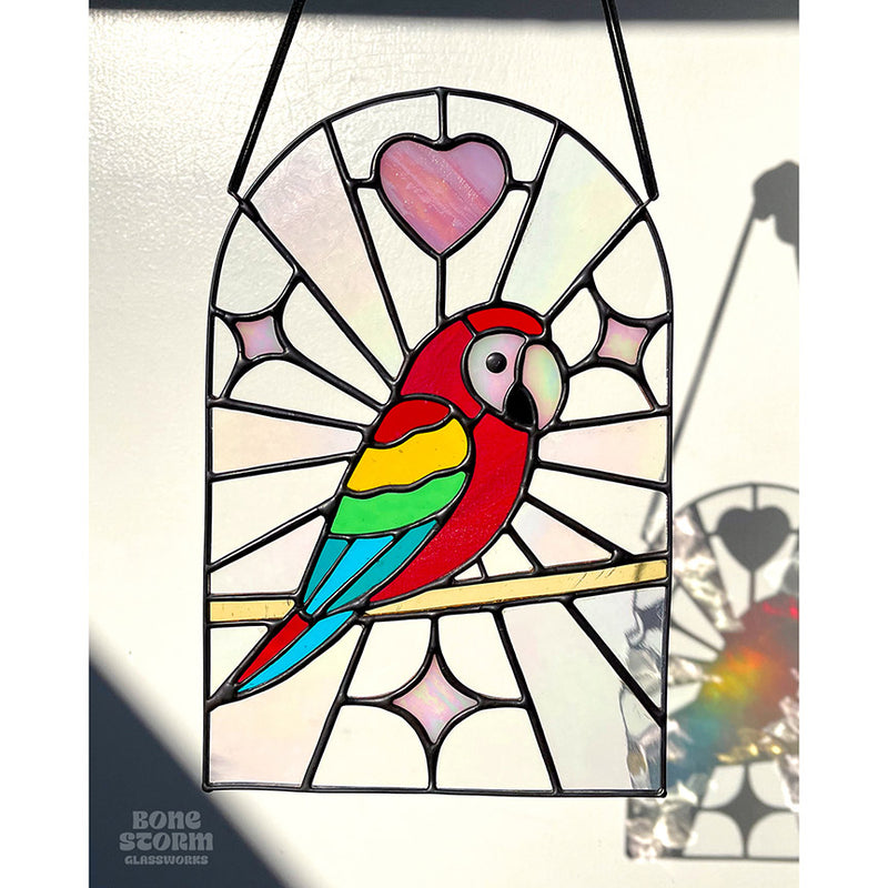 Bonestorm Glassworks: Red Parakeet Suncatcher