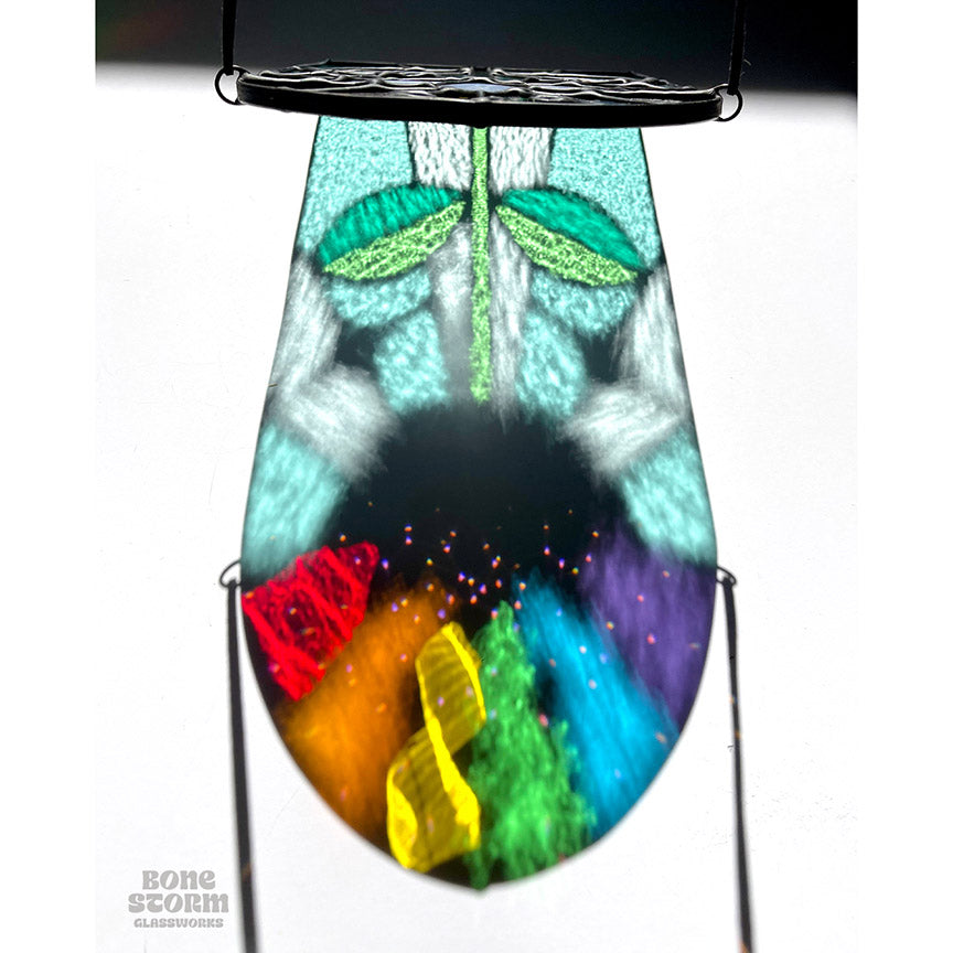 Bonestorm Glassworks: White 3 Gem Flower Suncatcher