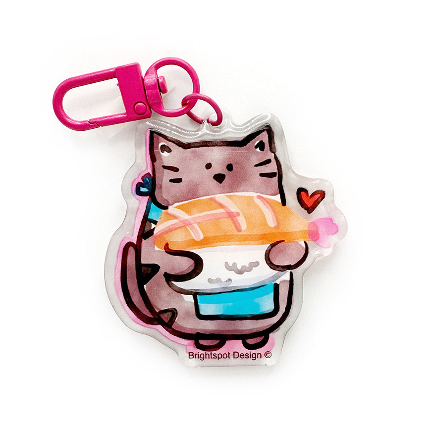 Cat Sashimi Acrylic Keychain