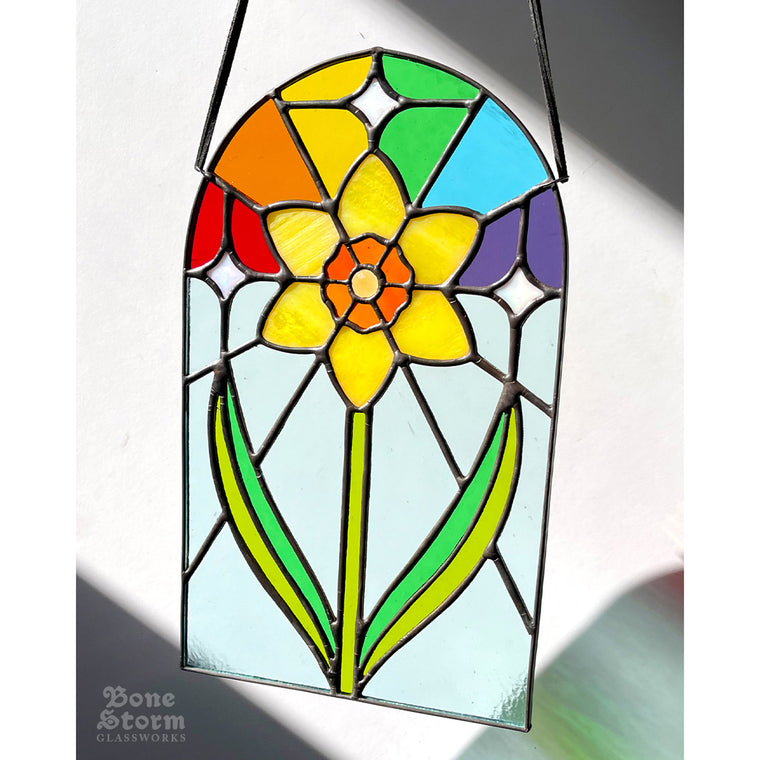 Bonestorm Glassworks: Daffodil Rainbow Sun Suncatcher