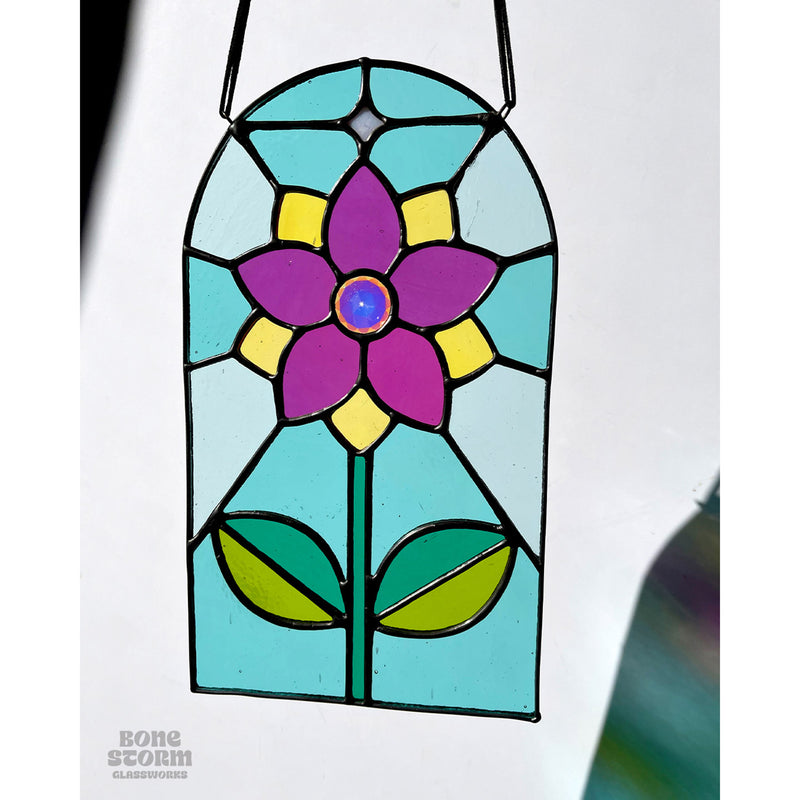 Bonestorm Glassworks: Fuchsia Gem Flower Suncatcher