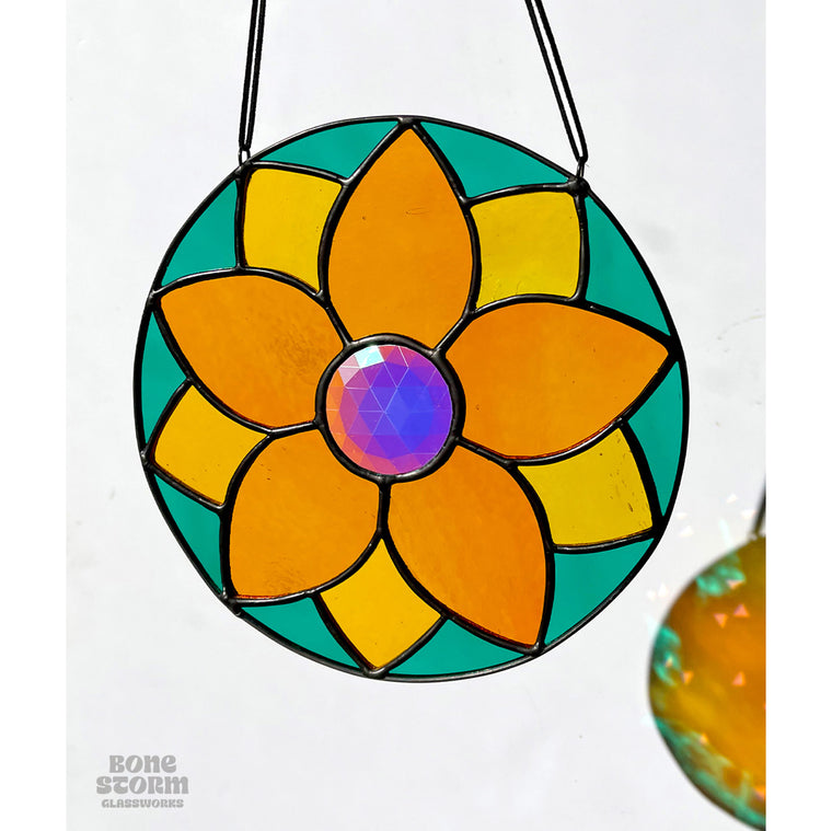 Bonestorm Glassworks: Gem Flower Mandala Suncatcher