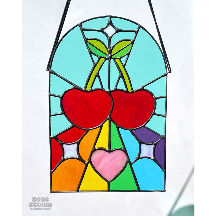 Bonestorm Glassworks: Rainbow Cherries Suncatcher